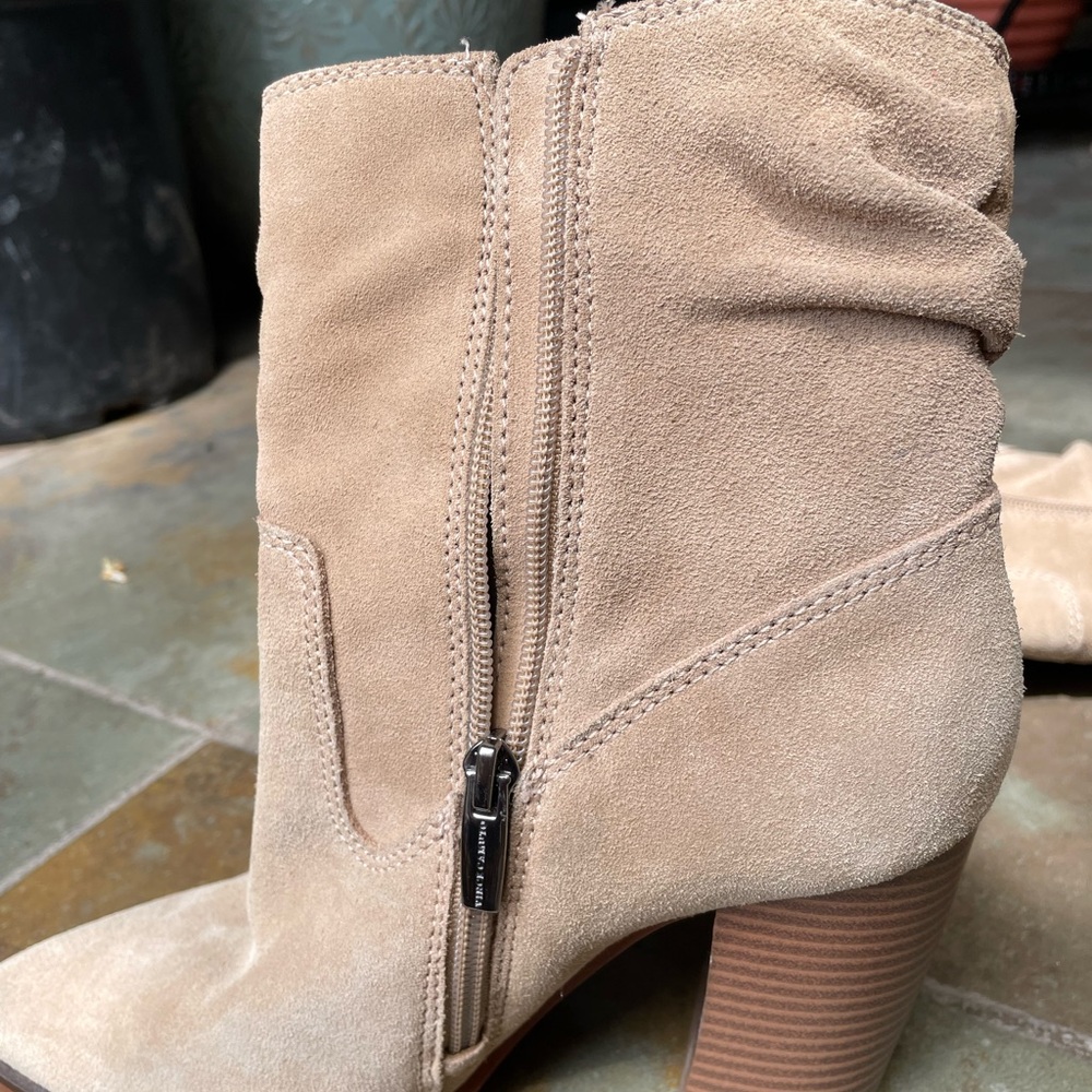 Vince Camuto Tan Heeled Boots with Stacked Soles